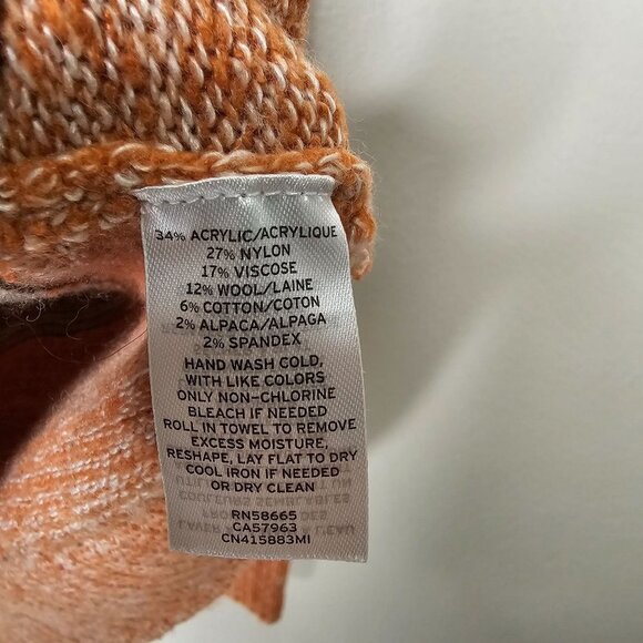 Caslon Size Medium Striped Turtleneck Knit Sweater Orange Blue Wool Alpaca Blend - Picture 5 of 6